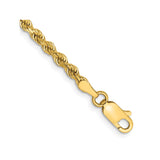 14K Yellow Gold 3 mm Rope Chain Bracelet, Polished detail view