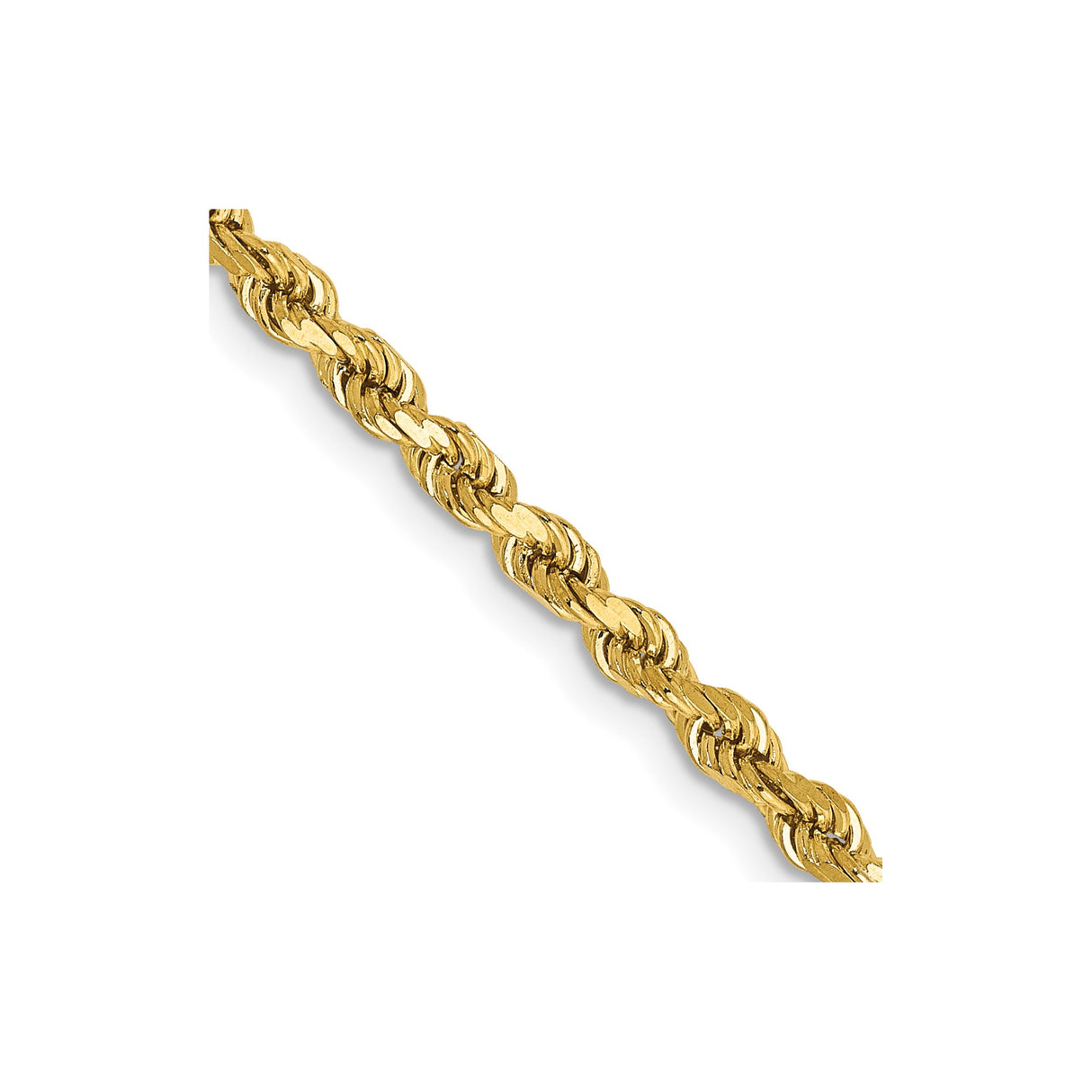 14K Yellow Gold 3 mm Rope Chain Necklace, Polished detail view