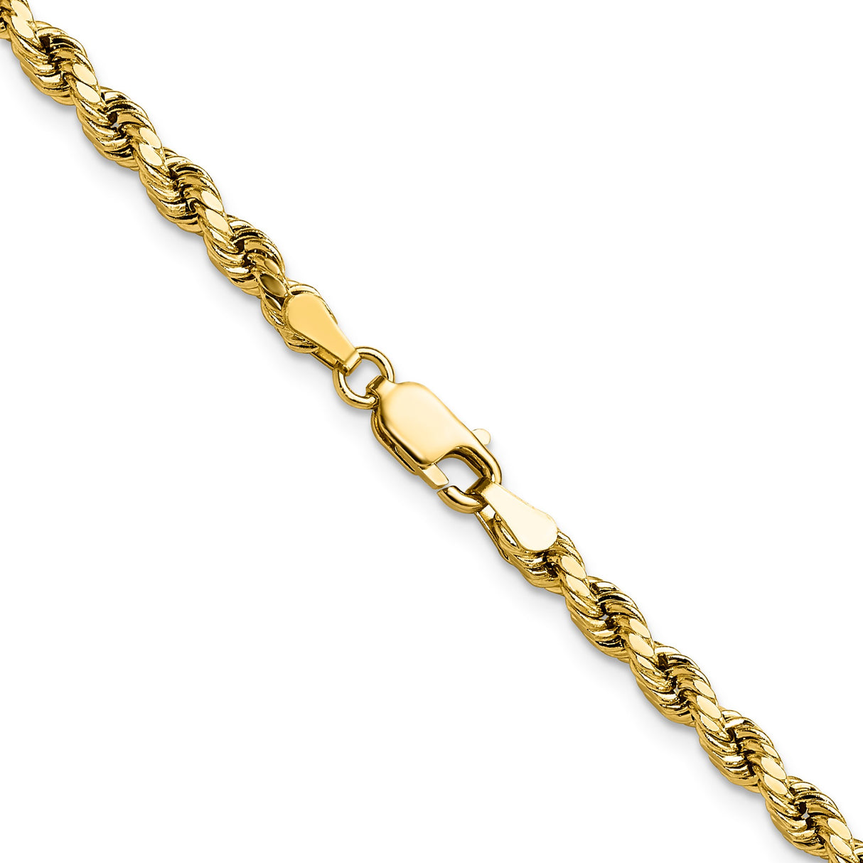 14K Yellow Gold 3.5 mm Rope Chain Necklace, Polished alternate angle