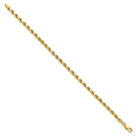 14K Yellow Gold 3.5 mm Rope Chain Bracelet, Polished