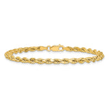 14K Yellow Gold 3.5 mm Rope Chain Bracelet, Polished alternate angle