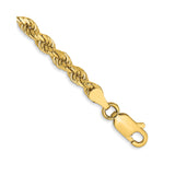 14K Yellow Gold 3.5 mm Rope Chain Bracelet, Polished detail view