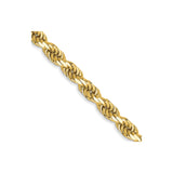 14K Yellow Gold 3.5 mm Rope Chain Necklace, Polished detail view