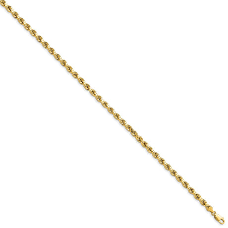 14K Yellow Gold 4 mm Rope Chain Bracelet, Polished