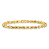 14K Yellow Gold 4 mm Rope Chain Bracelet, Polished alternate angle