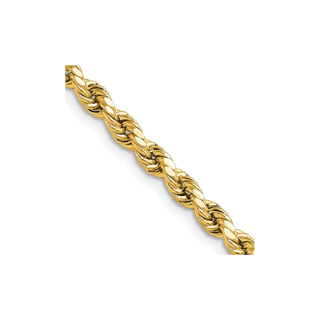 14K Yellow Gold 4 mm Rope Chain Necklace, Polished detail view