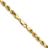 14K Yellow Gold 4.9 mm Rope Chain Necklace, Polished alternate angle