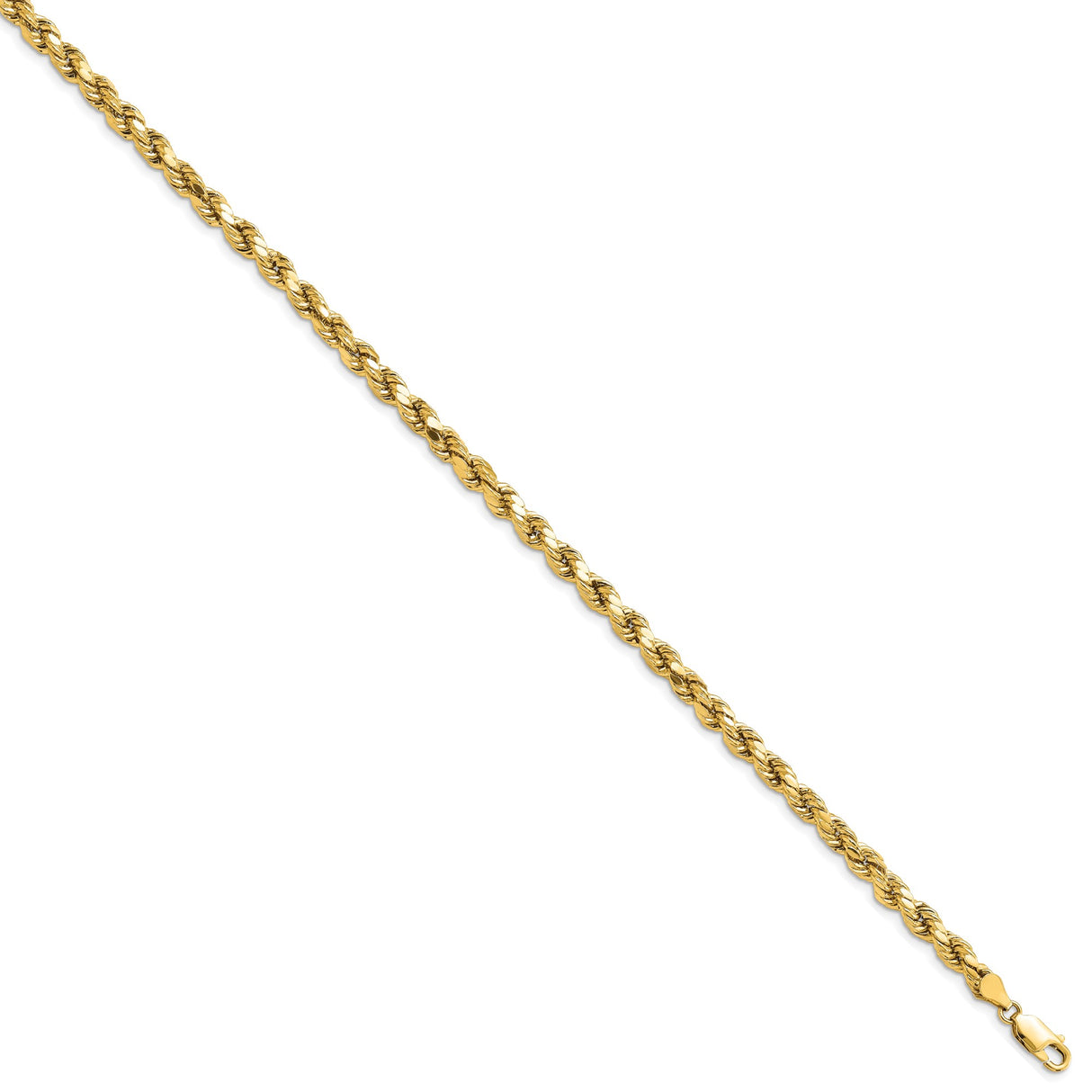 14K Yellow Gold 4.9 mm Rope Chain Bracelet, Polished
