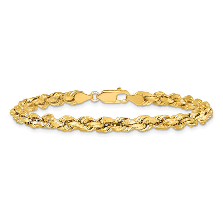 14K Yellow Gold 4.9 mm Rope Chain Bracelet, Polished alternate angle