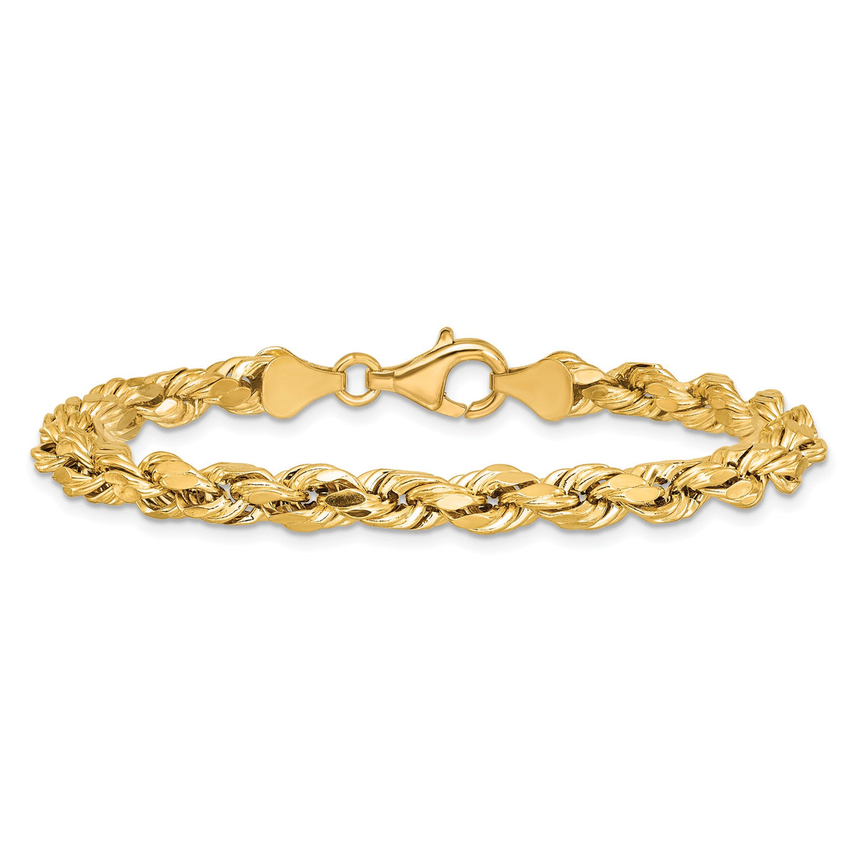 14K Yellow Gold 5.5 mm Rope Chain Bracelet, Polished alternate angle