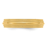 14k Yellow Gold Milgrain, Comfort Fit wedding band ring detail view
