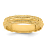 14k Yellow Gold Milgrain, Comfort Fit wedding band ring