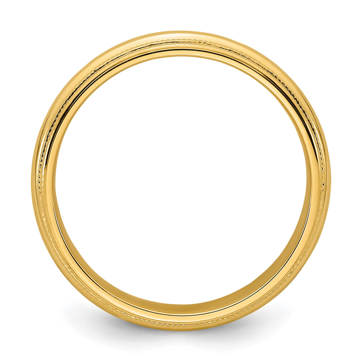 14k Yellow Gold Milgrain, Comfort Fit wedding band ring alternate angle
