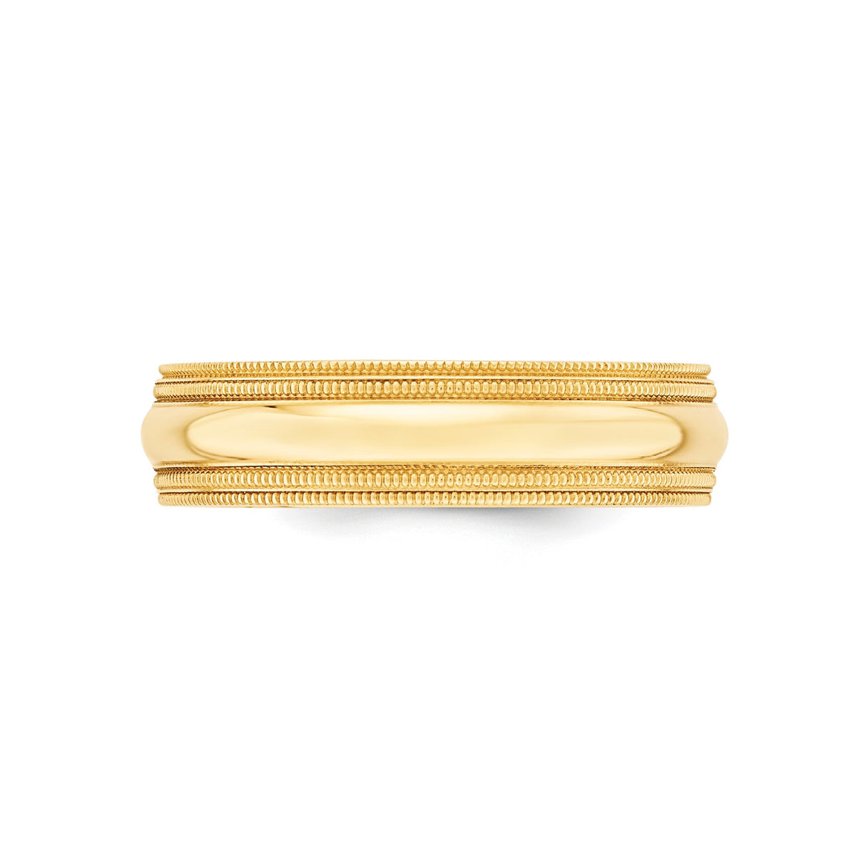 14k Yellow Gold Milgrain, Comfort Fit wedding band ring detail view
