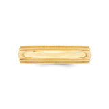 14k Yellow Gold Milgrain, Comfort Fit wedding band ring detail view