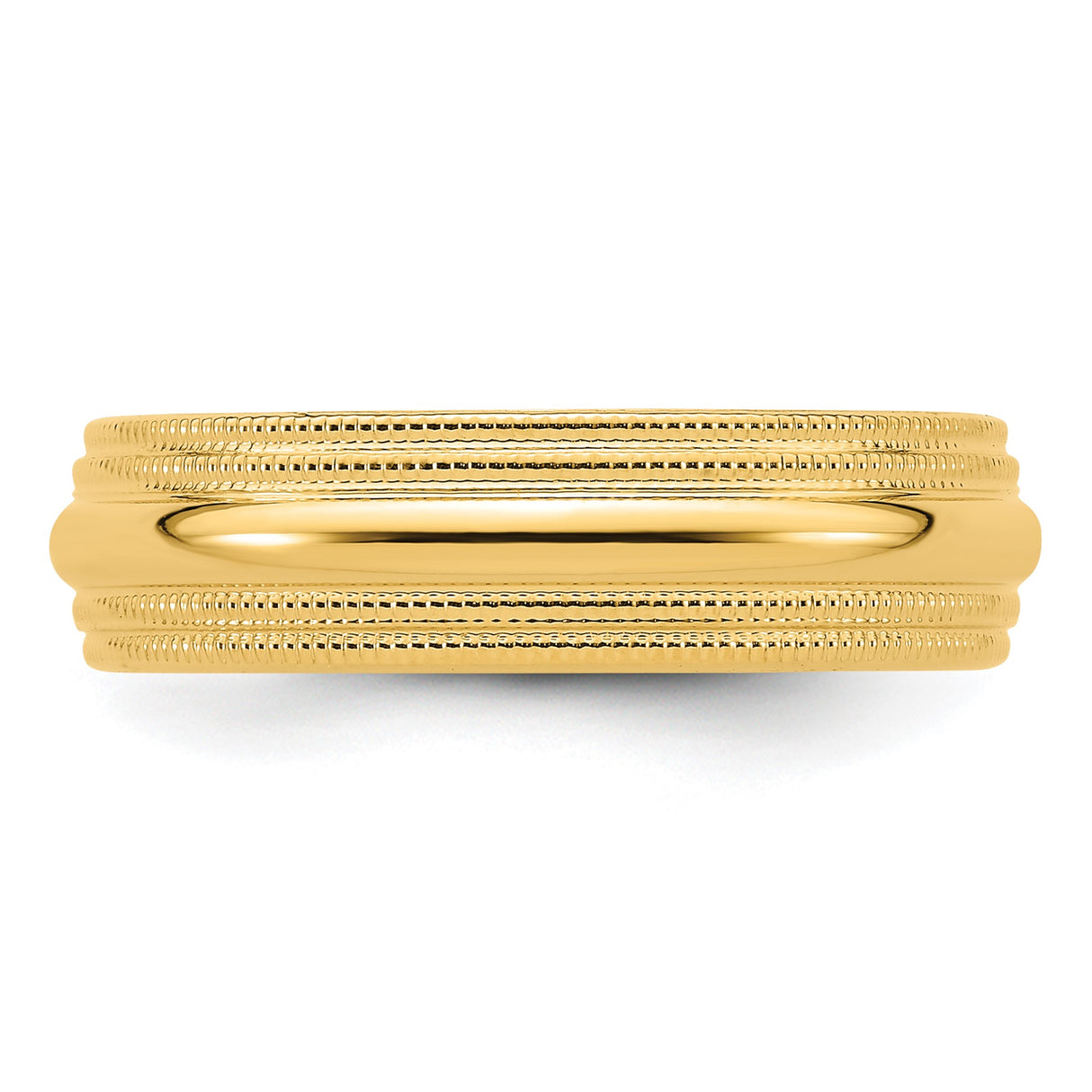 14k Yellow Gold Milgrain, Comfort Fit wedding band ring detail view