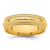14k Yellow Gold Milgrain, Comfort Fit wedding band ring