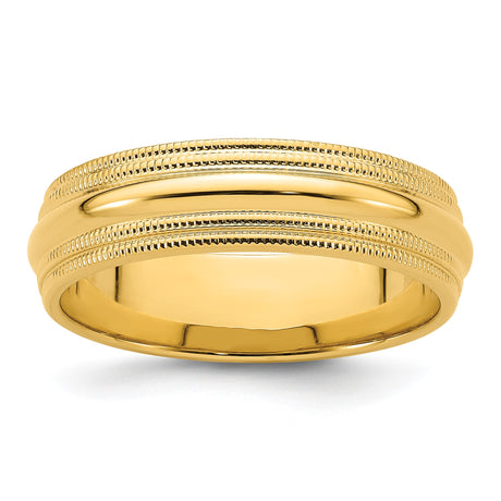 14k Yellow Gold Milgrain, Comfort Fit wedding band ring