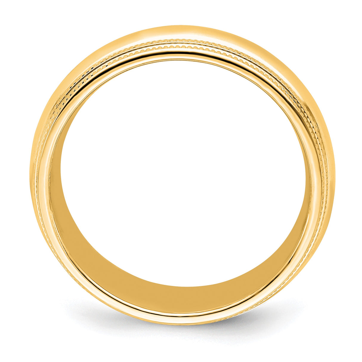 14k Yellow Gold Milgrain, Comfort Fit wedding band ring alternate angle