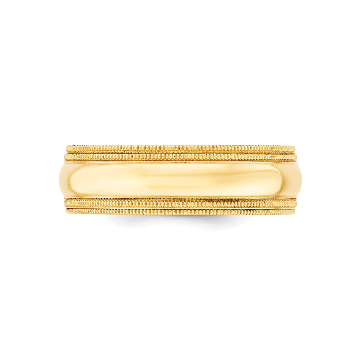 14k Yellow Gold Milgrain, Comfort Fit wedding band ring detail view