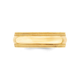 14k Yellow Gold Milgrain, Comfort Fit wedding band ring detail view