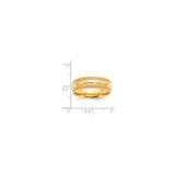 14k Yellow Gold Milgrain, Comfort Fit wedding band ring shown for scale