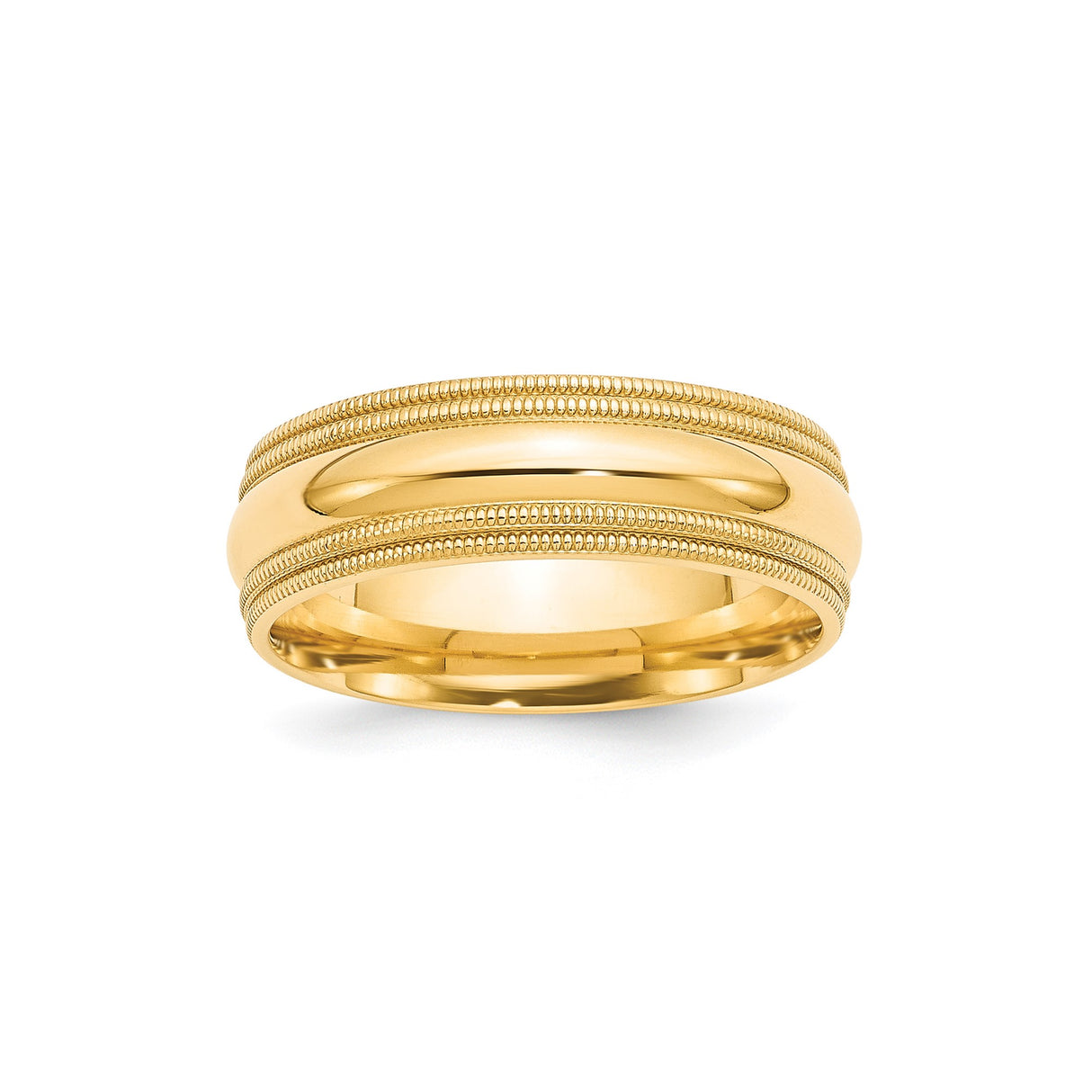 14k Yellow Gold Milgrain, Comfort Fit wedding band ring