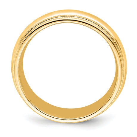 14k Yellow Gold Milgrain, Comfort Fit wedding band ring alternate angle