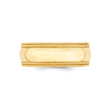 14k Yellow Gold Milgrain, Comfort Fit wedding band ring detail view