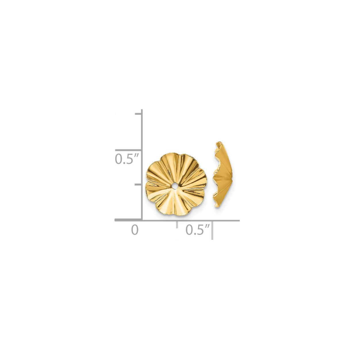 14k Yellow Gold Scalloped Bead Cap, Floral Petal Jewelry Making Component for Earrings or Bracelets