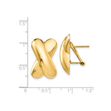 14k Yellow Gold Crisscross Stud Earrings with Bold Polished X Design for Women