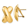 14k Yellow Gold Crisscross Stud Earrings with Bold Polished X Design for Women