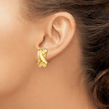 14k Yellow Gold Stud Earrings with Crisscross X Design and Polished Finish for Women