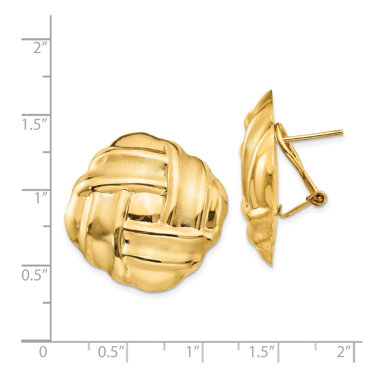 14k Yellow Gold Clip-On Earrings with Woven Knot Design, Textured and Polished Finish, Vintage Style