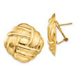 14k Yellow Gold Clip-On Earrings with Woven Knot Design, Textured and Polished Finish, Vintage Style