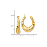 14k Yellow Gold Hoop Earrings with Twisted Rope Design and Heart Detail for Women
