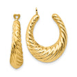 14k Yellow Gold Hoop Earrings with Twisted Rope Design and Heart Detail for Women
