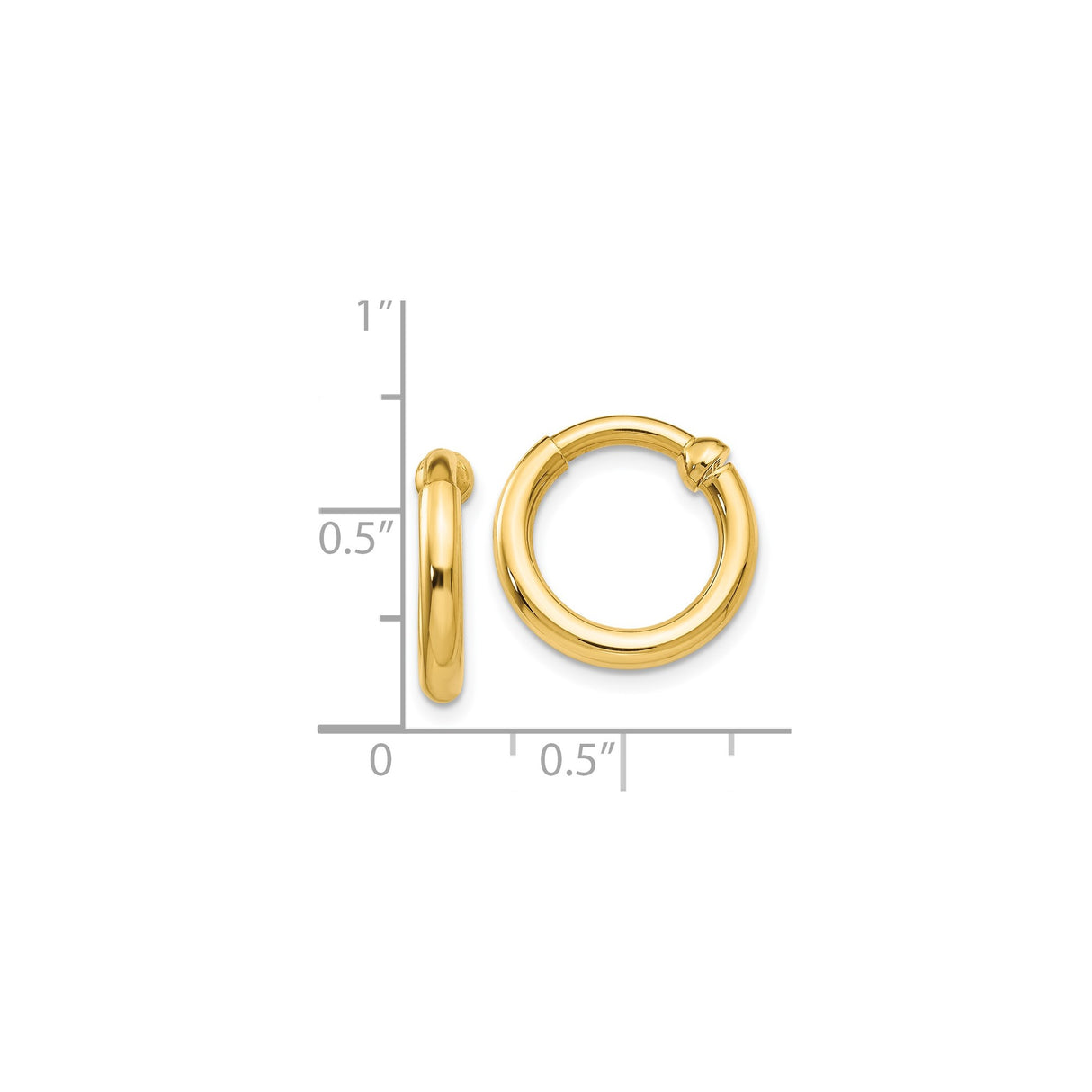14K Yellow Gold Hoop Earrings Minimalist Lightweight