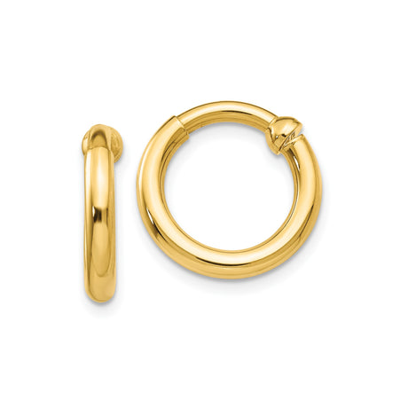 14k Yellow Gold Hoop Earrings for Women and Unisex Use, Small Lightweight Design with Smooth Polished Finish, Minimalist Everyday Style, Classic Round Hoops for Casual or Formal Wear