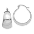 14k White Gold Hoop Earrings, Wide Tapered High-Shine Design, Minimalist Polished Style