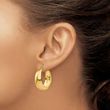 14k Yellow Gold Hoop Earrings, Tapered Lightweight Design with High Polish Finish