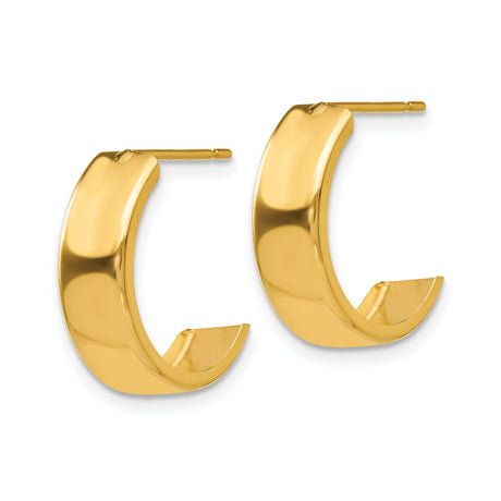 14k Yellow Gold Hoop Earrings, Classic Polished Wide Hoops with Minimalist Design