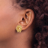 14k Yellow Gold Love Knot Stud Earrings, Interwoven Knot Design, Classic Minimalist Style for Women