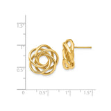 14k Yellow Gold Love Knot Stud Earrings, Interwoven Knot Design, Classic Minimalist Style for Women