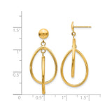 14k Yellow Gold Drop Earrings with Open Teardrop and Oval Loop Design for Women