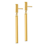 14k Yellow Gold Dangle Earrings, Sleek Bar Drop Design, Modern Minimalist Style for Women
