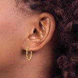 14k Yellow Gold Hoop Earrings, Twisted Braided Design, Lightweight Polished Finish