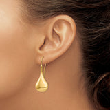 14k Yellow Gold Teardrop Dangle Earrings, Polished Minimalist Drop Design for Women
