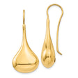 14k Yellow Gold Teardrop Dangle Earrings, Polished Minimalist Drop Design for Women
