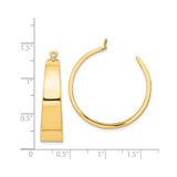 14k Yellow Gold Hoop Earrings with Polished Tube Design and Heart Post Detail